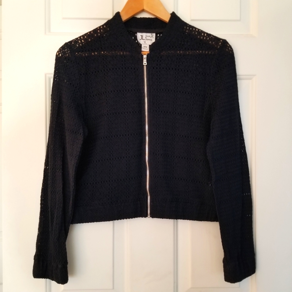 JULES & LEOPOLD Semi-sheer Crochet Effect Blomber Jacket